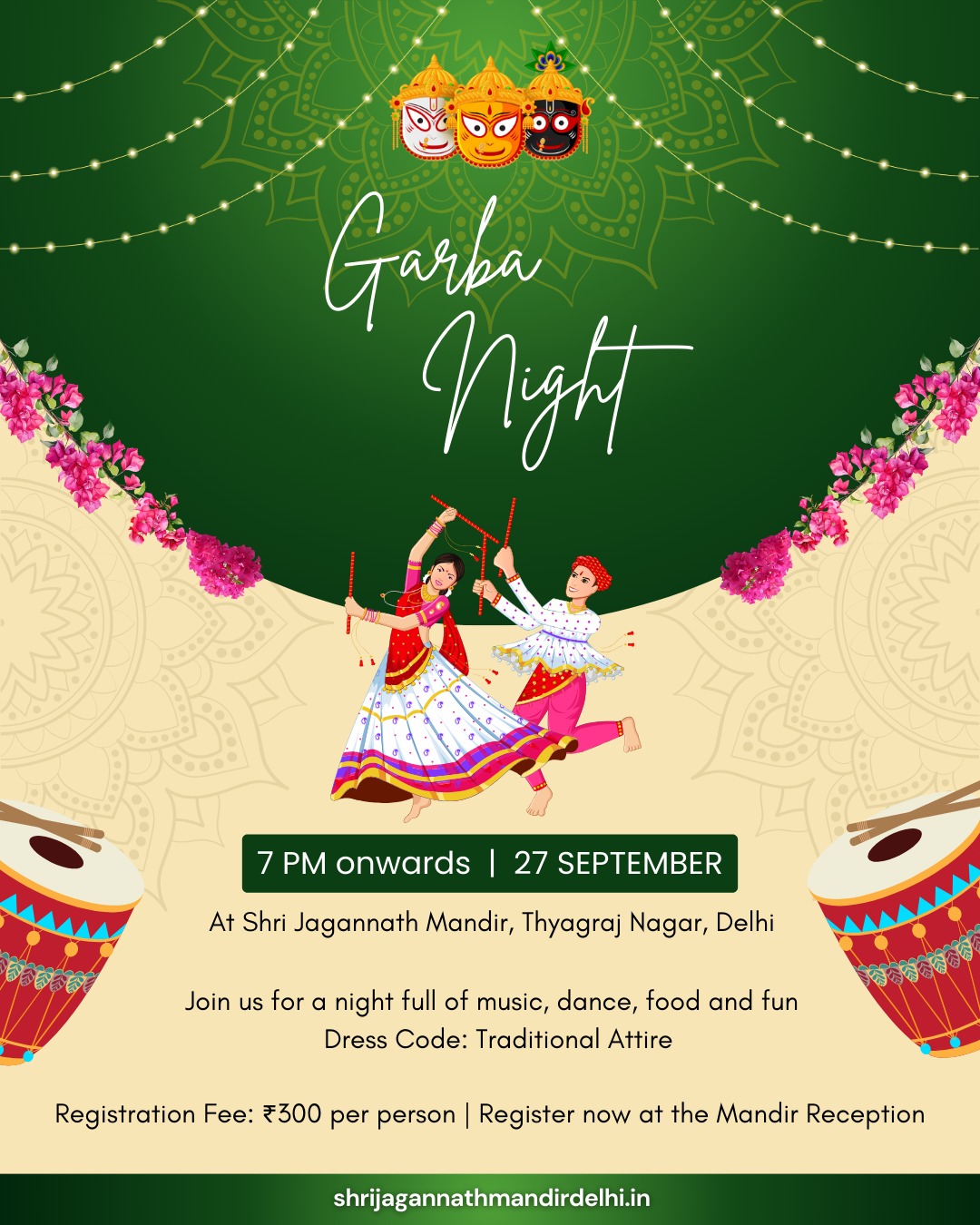 garba night at jagannath mandir thyagraj nagar delhi sep 2025