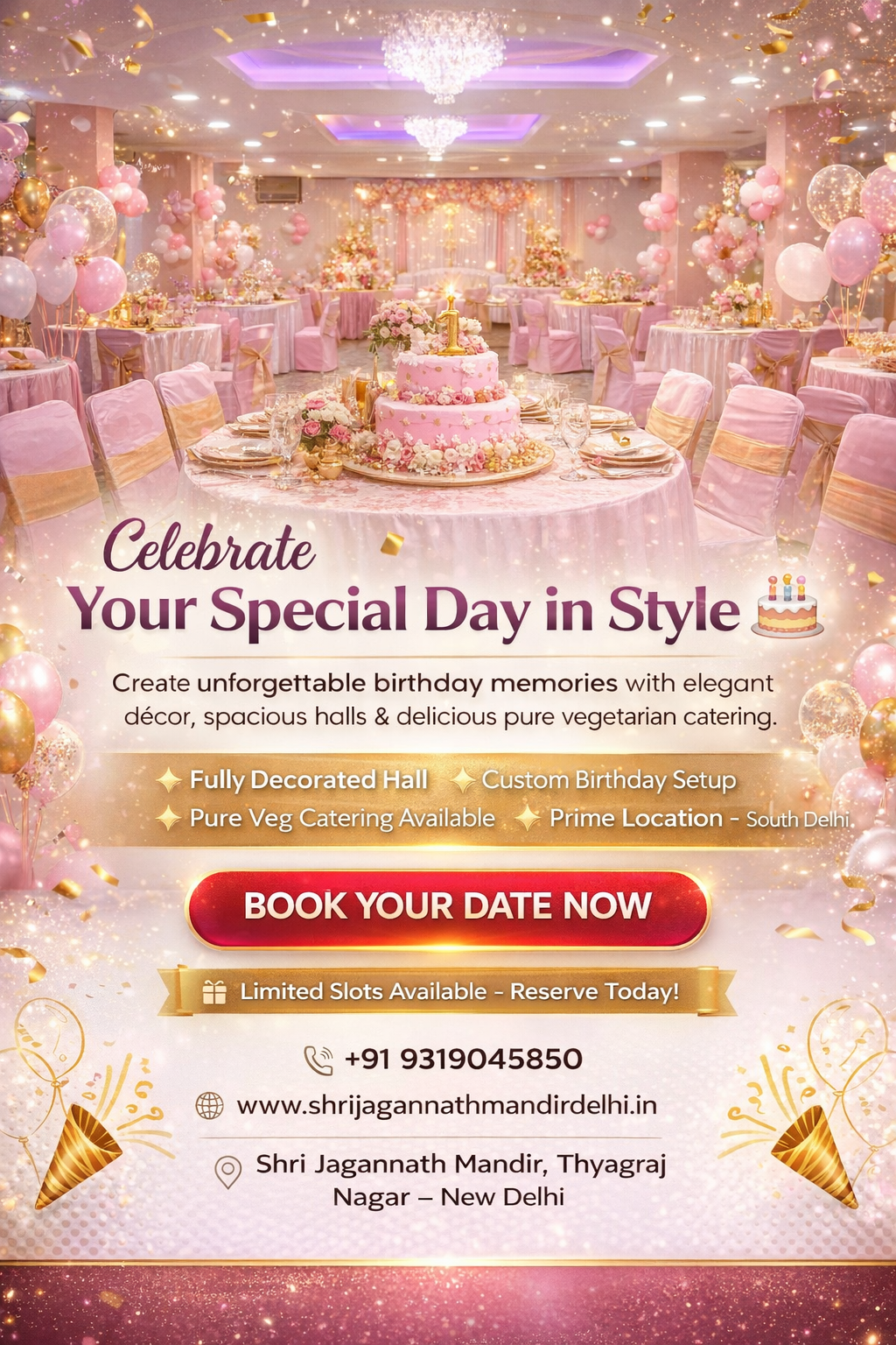 birthday party hall in South Delhi, birthday venue near INA, party hall Thyagraj Nagar, birthday celebration venue Delhi, kids birthday venue South Delhi