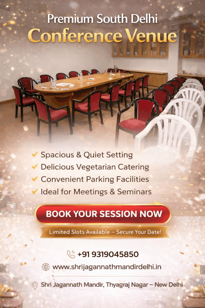 conference hall in South Delhi, meeting room near INA, seminar hall Delhi, corporate event venue South Delhi, conference venue Thyagraj Nagar