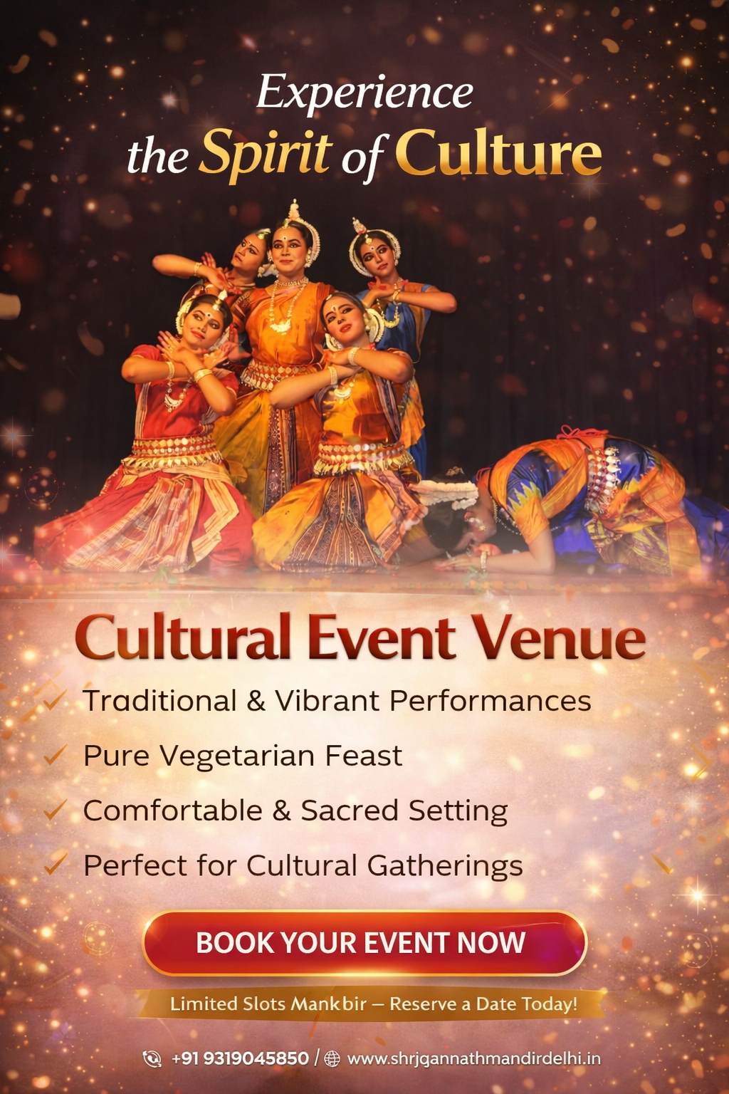 cultural event venue in Delhi, dance performance venue Delhi, cultural hall South Delhi, spiritual event venue Delhi, event venue Thyagraj Nagar