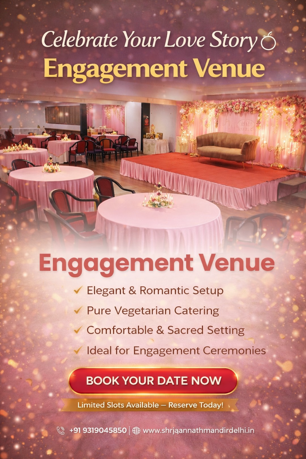 engagement venue in South Delhi, ring ceremony hall near INA, engagement hall Thyagraj Nagar, small function hall Delhi, engagement venue near me
